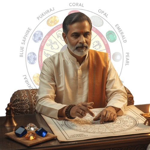 Image showing recommended gemstones for zodiac signs with astrological chakra and horoscope sign alignment for personalized guidance